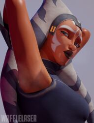 1girls 2024 3d ahsoka_tano alien alien_girl armpit_fetish armpits athletic_female female solo star_wars star_wars:_the_clone_wars togruta waffle_laser wafflelaser