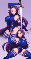 1girls breasts marvel marvel_comics missandydandy psylocke purple_hair thick_thighs thighhighs thighs x-men