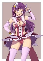 1girls athena_asamiya big_breasts boob_window breasts busty clothed collar corset dress earrings female gloves hair_ornament hand_on_hip headband king_of_fighters light-skinned_female light_skin long_hair long_sleeves long_socks open_mouth pale-skinned_female pale_skin panties purple_eyes purple_hair skirt skirt_lift skirt_up socks standing star stars thick_thighs thighs tied_hair tsumitani_daisuke voluptuous voluptuous_female wide_hips