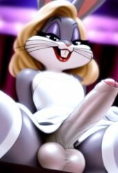 ai_generated bugs_bunny bunny crossdressing dress grey_fur no_humans non-human penis wig