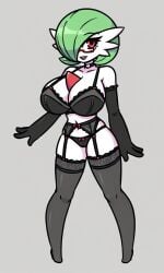 ai_generated armwear black_armwear black_legwear black_lingerie black_thighhighs female female female_only gardevoir giant_breasts legwear lingerie pixai pokemon pokemon_(species) thighhighs