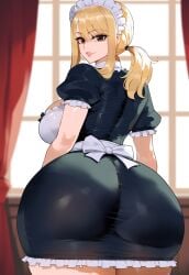 1girls ai_generated ass blonde_female blonde_hair creamy_ai fairy_tail light-skinned_female light_skin long_hair lucy_heartfilia maid pantylines tagme twintails