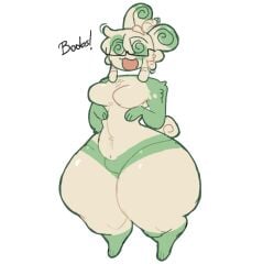 ambiguous_gender amused ass ass_focus big_ass big_butt cellulite dreadlocks fat_ass female fluffy glasses green_spots happy looking_at_viewer lopsalien no_genitals no_nipples oc original_character plain_background pokemon pokesona spinda swirly_eyes thick_thighs