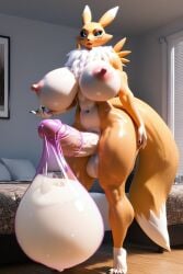 ai_generated anthro ass balls bed bedroom breasts condom cum digimon digimon_(species) excessive_cum filled_condom furry furrypornaddiction futa_only futanari hourglass_figure huge_ass huge_balls huge_breasts huge_cock huge_condom hyper hyper_condom hyper_penis intersex long_nipples looking_at_viewer muscular muscular_futa nipples penis renamon saggy_balls simple_background skinny skinny_futa solo used_condom veiny_penis wasp_waist wearing_condom yellow_fur