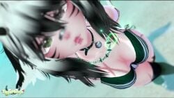 animal_ears animal_tail breasts cleavage female heterochromia humanoid light-skinned_female light_skin long_nails pale-skinned_female pale_skin sayamelon solo tagme video watermark white_sclera
