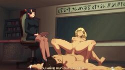 1boy 2020 2d 2d_animation 2girls animated artist_name black_dress black_hair blonde_female blonde_hair bookshelf bound_hands breasts chair classroom classroom_sex completely_nude completely_nude_female completely_nude_male cowgirl_position fast_sex female_on_top female_penetrated horns light-skinned_female light-skinned_male light_blue_eyes light_skin longer_than_10_seconds lying lying_on_floor nipples no_bra no_panties no_sound nude original original_character original_characters patreon_username penis penis_in_pussy ponytail pov pussy riding riding_penis saltyicecream school school_sex sex sex_in_school tagme teacher vagina vaginal_penetration video watching_sex watermark