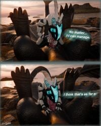 3d_(artwork) absurd_res anthro anthro_on_feral anthro_penetrated armor black_body bodily_fluids breasts comic deep_throat detailed_background dewith dialogue digital_media_(artwork) dragon dreamworks duo european_mythology female female_anthro feral first_page first_person_view fury_(httyd) genital_fluids genitals glowing glowing_eyes hand_on_breast hand_on_penis hi_res how_to_train_your_dragon knot knotted_penis larger_male licking looking_at_viewer lying machine male male/female male_feral masturbation mythological_creature mythological_scalie mythology night_fury on_back oral oral_penetration paws penetration penile penis penis_lick plate plate_armor precum robot robot_anthro saliva saliva_on_penis saliva_on_tongue scalie sea sex sitting sitting_on_another size_difference smaller_female smug smug_face squinted_eyes synth_(vader-san) tail tongue visor water western_dragon wi_(dewith) zoophilia