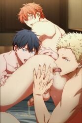 3boys ai_generated blush cum gilxxgamesh given_(anime) kaji_akihiko licking_ass male sato_mafuyu_(given) sex_from_behind tagme uenoyama_ritsuka_(given) yaoi