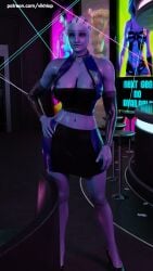 3d areola_slip areolae asari blender crop_top eye_contact female heels liara_t'soni mass_effect nipple_slip nipples shiny_clothes skirt solo_female vikhlop