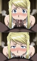 1boy 1boy1girl 1girls 2d :>= ai_generated anime anime_style balls blonde_hair blowjob blowjob_pov blue_eyes blush breasts cheating cheating_girlfriend clothed_female clothed_female_nude_male cock crying crying_with_eyes_open cum cum_in_mouth dark-skinned_male dark_penis dark_skin deep_blowjob deepthroat dick duo ear_piercing earrings fellatio female fullmetal_alchemist fullmetal_alchemist_brotherhood interracial interracial_sex light-skinned_female light_skin looking_at_viewer male male/female medium_breasts netorare ntr nude_male nude_male_clothed_female open_eyes oral oral_creampie oral_insertion oral_sex penis penis_in_mouth pov pov_eye_contact pov_male quietns saliva saliva_on_penis shy steam steaming_body straight sucking sucking_penis testicles unfaithful winry_rockbell yellow_hair