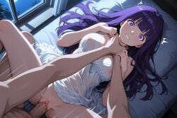 1boy 1boy1girl 4k ai_generated bangs blush choke_hold choking choking_during_sex ecchidreams embarrassed fern_(sousou_no_frieren) frieren_beyond_journey's_end gown gritted_teeth hi_res high_resolution highres large_breasts legs_apart long_hair missionary missionary_position motion_blur motion_lines neck_grab nipples nipples_visible_through_clothing pain pajamas penis purple_hair pussy pussy_juice pussy_juice_drip rough_sex see-through see-through_clothing sex shocked shocked_expression shocked_eyes sousou_no_frieren spread_legs spreading straight surprised surprised_expression vagina vaginal_penetration vaginal_sex wide_eyed