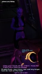 3d asari big_penis blender bondage bondage_outfit canine_penis comic comic_page commander_shepard english_text futa_on_futa futa_on_male huge_cock john_shepard liara_t'soni long_tongue male malesub penis quarian riding_crop tali'zorah_nar_rayya vikhlop