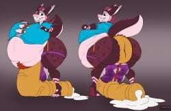 3_toes 4_balls 4_fingers absurd_res anal_donut animal_genitalia animal_penis anthro anus balls bared_teeth big_anus big_balls big_breasts big_penis black_text blossom_dragon blue_eyes bodily_fluids breasts claws clothed clothed_anthro clothed_gynomorph clothing cum cum_drip dragon dripping equine_genitalia equine_penis feet finger_claws fingers fur furred_dragon furred_scalie genital_fluids genitals grey_background grey_claws gynomorph gynomorph_anthro hair heart_fur_pattern heart_pattern hi_res huge_anus huge_balls huge_cock hyper hyper_anus hyper_genitalia hyper_penis intersex intersex_anthro leaking_cum multi_balls multi_genitalia mythological_creature mythological_scalie mythology orange_anus orange_penis pawpads penis pink_body pink_fur red_body red_ears red_fur red_hair red_pawpads rexa_(draco_alimari) scalie sharp_teeth shnedem~ simple_background solo standing teeth text toe_claws toes white_body white_fur white_inner_ear
