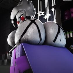 1girls ass ass ass_focus breasts bubble_ass bubble_butt butt_focus cryptiacurves darkflash23 fazclaire's_nightclub female female_only five_nights_at_freddy's marie_(cally3d) puppet_(fnaf) smiling_at_viewer smug solo tagme thick_thighs thighs white_body white_hair white_pupils white_skin