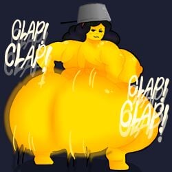 aged_up arg black_hair clapping_ass cutiecutipiee ihasafacelulz ihasafacelulz_(arg) looking_at_viewer looking_back poofy_hair pot roblox robloxian simple_background squat squatting trans trans_woman twerk twerking twerking_at_viewer yellow_skin