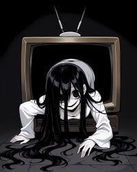 100_kanojo ai_generated black_hair blush empty_eyes female heart kimi_no_koto_ga_dai_dai_dai_dai_daisuki_na_100-nin_no_kanojo long_hair maid maid_headdress smile stabletomboy the_100_girlfriends_who_really_really_really_really_really_love_you zetsubouda_meru