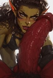 2d ai_generated baldur's_gate_3 big_ass big_breasts big_penis bikini breasts dominant_female dungeons_and_dragons elf_ears fantasy female githyanki hugoroman imminent_oral imminent_sex interspecies lae'zel leather legs_apart looking_at_viewer lustful_gaze male night penis pov pre_cum precum red_penis seductive seductive_look tagme wholesome