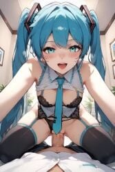 ai_generated cowgirl cowgirl_position cowgirl_position hatsune_miku hatsune_miku_(collared_bikini) male/female naked_female no_sound penis_in_pussy pov pov_eye_contact pov_male riding riding_penis tagme vagina vaginal_penetration vaginal_sex video
