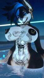 720p 720x1280 animated anthro anthro_only black_nipples black_sclera blue_eyes breasts furry furry_only naked naked_female nipple_piercing no_audio nude nude_female tagme tattoo_on_breast tattoo_on_breasts tattoo_on_chest tattooed_arm tattoos video vrchat vrchat_avatar water