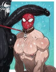 2boys abstract_background after_sex ai_generated anthro anthro_on_human balls big_areola big_balls big_nipples big_pecs big_penis black_skin black_skinned_male blush collar collar_only cum cum_on_chest cum_on_face cum_on_pecs defeated_hero dog_collar dominant_anthro dominant_male dripping_cum erection gay hero hero_on_villain huge_balls huge_cock leash leash_and_collar leash_pull light_skin light_skinned light_skinned_male male male/male male_focus male_only massive_penis monster_cock muscular muscular_male nipple_piercing nipple_piercings nipples pecs penis penis_awe penis_on_face penis_on_head penis_out post_sex pubes smiling spider-man spider-man_(series) staring_at_penis submissive_human submissive_male symbiote throbbing_penis tongue tongue_out veiny_penis venom venom_(marvel) villain villain_on_hero