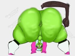 alien all_fours antennae ass_bigger_than_head ass_up dark-skinned_male disembodied_penis face_down_ass_up femboy greaseyhair green_skin huge_ass huge_cock large_ass nonbinary penis penis_size_difference rear_view shaking size_difference small_penis sploot_(unknownspy) tiny_penis wobbling_ass