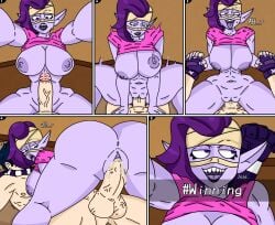 big_breasts big_penis bitch black_lips brawl_stars breasts cum_in_pussy edgar_(brawl_stars) emo emz_(brawl_stars) female male penis phone_screen purple_hair pussy riding_cock selfie zombie zombie_girl
