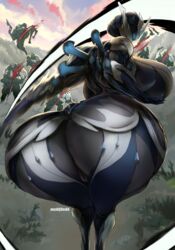 alien ass big_breasts big_butt blood breasts death female huge_breasts huge_butt humanoid khora_(warframe) machine multiple_deaths pussy robot sideboob solo thick_thighs vhsdaii video_games voluptuous warframe wide_hips