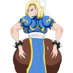 1:1 1girls android_18 ass ass_bigger_than_head big_ass blonde_hair blue_eyes breasts chun-li_(cosplay) cosplay dragon_ball dragon_ball_z female female_only huge_ass large_ass sailorannie2005 source_request street_fighter
