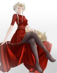 1girls alternate_costume alternate_version_available armor armor_removed bare_arms black_pantyhose breasts crossed_legs crown dress edelgard_von_hresvelg female female_only fire_emblem fire_emblem:_three_houses fire_emblem_heroes grin highres legs long_hair looking_at_viewer medium_breasts meme more_at_source nintendo official_alternate_costume pantyhose pomelomelon post-timeskip purple_eyes red_dress short_sleeves sitting smile solo stripping textless_version twitter_strip_game_(meme) undressing white_hair