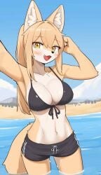 anthro beach bra female fox hot looking_at_viewer selfie solo