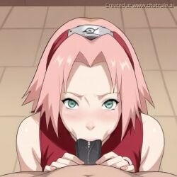 ai_generated blowjob deepthroat eye_contact fellatio female huge_cock male male/female naruto naruto_(series) no_sound oral oral_sex penis pov pov_male sakura_haruno sucking sucking_penis tagme video