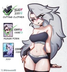 1girls bare_arms bare_legs bare_shoulders bare_thighs big_breasts bra calvin_klein clothed clothing color female female_focus female_only grimmie02 helluva_boss hi_res human_loona large_breasts light-skinned_female light_skin lingerie long_hair looking_at_viewer loona_(helluva_boss) panties red_eyes solo solo_female stockings tagme thick_thighs underwear white_hair