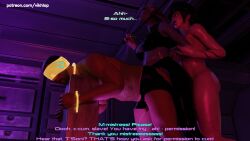 3d asari big_penis blender bondage bondage_outfit canine_penis comic comic_page commander_shepard english_text futa_on_futa futa_on_male huge_cock john_shepard liara_t'soni long_tongue male malesub mass_effect penis quarian riding_crop tali'zorah_nar_rayya vikhlop