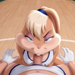 ai_generated blowjob deepthroat eye_contact fellatio huge_cock lola_bunny lola_bunny_(cosplay) male/female no_sound oral oral_sex penis pov pov_male sucking sucking_penis tagme video