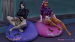 2futas 3d 3d_(artwork) alien alien_futa ass big_breasts big_penis blender blender_(artwork) blender_(software) blender_cycles breasts busty curvaceous curvy curvy_body curvy_figure dc dc_comics female fenderblender3d fortnite futanari green_eyes human imminent_sex intersex koriand'r large_breasts latex leotard lesbian_couple pale_skin penis pink_hair pouting purple_eyes purple_hair rachel_roth raven_(dc) shiny_skin smug smug_expression smug_eyes smug_face smug_grin smug_smile starfire tamaranean teen_titans tongue tongue_out voluptuous voluptuous_futa yuri