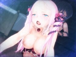 2girls animated areolae black_hair blue_eyes bouncing_breasts breasts cum cum_on_breasts cum_on_lower_body cum_on_upper_body futa_with_female futanari hair huge_breasts intersex kanzaki_itsuki katerina_(rondo_duo) moaning multiple_girls nipples pink_hair red_eyes rondo_duo rose rose_in_hair short_hair small_breasts thorns tied_hair tinklebell twintails