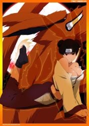 1animal 1girls arched_back asian_clothing asian_female ass ass_focus aura bare_shoulders big_ass big_breasts big_butt breasts brown_hair busty chakra chinese_clothes cleavage clothed clothing feet_up female female_focus female_only full_body fully_clothed grin hair_bun hair_buns hi_res highres jinchuriki konohagakure_symbol kunoichi kurama large_ass large_breasts light-skinned_female light_skin locofuria lying_on_stomach naruto naruto_(series) naruto_shippuden naughty_face nine_tailed_fox ninja no_bra orange_fur pants perky_breasts pinup pose posing possessed possession red_eyes sexy_pose short_hair shounen_jump smirk solo solo_female tailed_beast tenten tied_hair tight_clothing voluptuous