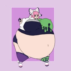big_breasts feal24 huge_belly inflation klara_(pokemon) spherical_inflation sunken_head sunken_limbs