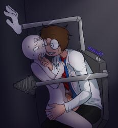 anon anonymous_female artist_name dave_(moldygh) dave_and_bambi_mod drill dubious_consent fnf grabbing_ass grabbing_face highres holding_face insane insane_dave insane_eyes neppyin nervous penis pinned pinned_to_wall pressing pressing_against request self_upload sharp_teeth