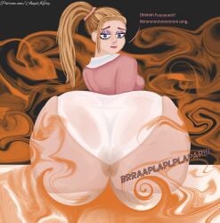 angel_kiitty ass ass_bigger_than_head ass_cleavage ass_focus big_ass big_butt blonde_female blonde_hair blue_eyes bottom_heavy brap courtney_babcock curvy dialogue eyeshadow fart fart_cloud fart_fetish farting farts half-dressed half_naked huge_ass moaning open_mouth panties paranorman pear-shaped_figure pink_lips ponytail rear_view text white_panties