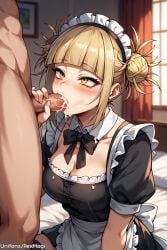 1boy 1boy1girl 1girls ai ai_art ai_assisted ai_generated artist_name bags_under_eyes bed bedroom black_ribbon black_thighhighs blonde_female blonde_hair blowjob blowjob_face blunt_bangs blush blushing_female breasts cat_eyes clothes_lift clothing cum cum_in_mouth cum_shot cumming_in_mouth cumshot_in_mouth cumshot_into_mouth double_bun erection fangs fellatio female female_only grabbing_penis hair_bun hand_on_penis handjob light-skinned_female light_skin looking_up maid maid_headdress maid_outfit maid_uniform male male_pubic_hair medium_breasts messy_hair narrowed_eyes nude nude_male on_bed open_eyes open_mouth oral oral_penetration oral_sex penis penis_in_mouth perfect_body pillow rexmagi semen semen_in_mouth short_hair sidelocks straight sucking sucking_penis sweat thighhighs veins veins_on_dick veiny_penis watermark yellow_eyes