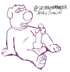 anthro balls brian_griffin canid canine canis collar domestic_dog family_guy genitals hi_res male mammal masturbation moan nude pawpads solo srirachamander