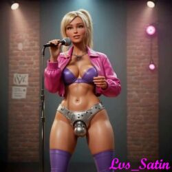 1futa ai_generated blonde_hair blue_eyes chastity chastity_belt chastity_cage chastity_cage_only chastity_device chastity_device_only cleavage club comedy dick dickgirl funny futa_only futanari jacket light-skinned_futa light_skin medium_breasts mp4 shorter_than_10_seconds tagme talking talking_to_viewer tease video