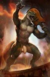 abs anthro balls dinosaur dog_tags electric_guitar flaccid foreskin galetta genitals guitar hi_res humanoid_genitalia humanoid_penis male muscular muscular_anthro muscular_male musical_instrument nipples nude pecs penis plucked_string_instrument prehistoric_species reptile rocco_(tallion) scalie string_instrument teeth theropod tongue tongue_out tyrannosaurid tyrannosauroid tyrannosaurus tyrannosaurus_rex uncircumcised unretracted_foreskin