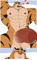 2023 abs areola balls barazoku bed bedroom belly biceps big_balls big_penis biped black_eyebrows bodily_fluids bottomless closed_eyes clothed clothing colored comic credits cyan_background deltoids digital_media_(artwork) drooling erection exposed eyebrows felid fingers forearm_muscles front_view fur furniture genital_fluids genitals glans half-closed_eyes hi_res inside internal male mammal manly markings mostly_nude multicolored_body multicolored_fur musclegut muscular muscular_male narrowed_eyes navel neutral_expression nude obliques orange_body orange_fur orgasm pantherine patreon patreon_logo patreon_username pecs penis perineum precum quads red_glans red_penis saliva sequence simple_background sleeping solo sound_effects spread_legs spreading stocky striped_body striped_fur striped_markings stripes teasing teeth teeth_showing thick_thighs tiger tongue toony topless triceps twitter twitter_logo urethra vein veiny_muscles veiny_penis vitashi vowelless vowelless_sound_effect waking_up wide_hips zzz