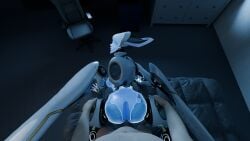 1boy 1girls 3d android anus areola areolae ass bahamut0 blender blue_body blue_skin bubble_ass bubble_butt doggy_style echo_(overwatch) eye_contact female holographic human_on_robot looking_at_viewer looking_back male overwatch overwatch_2 pov pussy robot robot_girl robot_humanoid sex sex_from_behind translucent translucent_body vaginal_penetration
