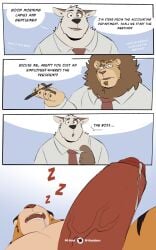 2023 5_fingers :o anthro areola artist_name barazoku big_penis biped black_eyebrows black_eyes black_nose black_pawpads bodily_fluids bottomless bottomless_anthro bottomless_male bottomwear brown_ears brown_eyebrows brown_hair canid canine canis chest_tuft chin_tuft clothed clothing colored comic crotch_tuft cum cyan_background dialogue digital_media_(artwork) domestic_dog ear_tuft ears_down english_text erection exposed eyebrows eyewear facial_hair facial_tuft felid fingers forearm_muscles foreskin fully_clothed fur furniture genital_fluids genital_focus genitals glans glasses group hair head_tuft hi_res interspecies lion male mammal monotone_body multicolored_body multicolored_fur multiple_scenes musclegut muscular muscular_anthro muscular_male neck_tuft necktie neutral_expression office open_mouth orange_body orange_fur orange_nose orgasm overweight pantherine patreon patreon_logo patreon_username pawpads paws pecs pen penis penis_focus pivoted_ears precum raised_eyebrow red_glans red_penis scared sequence short_hair signature simple_background sleeping sound_effects speech_bubble striped_body striped_fur stripes suit teeth teeth_showing text tiger tongue toony topless topless_anthro topless_male topwear trio tuft twitter twitter_logo uniform vein veiny_penis vitashi vowelless vowelless_sound_effect wearing_glasses white_background white_body white_clothing white_fur white_topwear worried yellow_body yellow_fur zzz