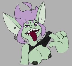 female flashing gabby_(gob) goblin goblin_female gobscavern pierced_nipples piercing tongue_out