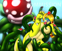 anal anthro breasts claws cum double_penetration female interspecies licking mario_(series) md_koopa nintendo pherociouseso piranha_plant spike tentacle tongue vaginal_penetration