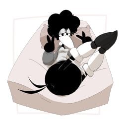 1:1 2021 afro anthro anus ass avian beak bed bedroom_eyes big_beak biped bird black_body black_clothing black_eyes black_feathers black_footwear black_hair black_shoes black_tail breasts clothed clothed_anthro clothed_female clothing clothing_around_legs digital_drawing_(artwork) digital_media_(artwork) donna_feathers double_v_sign eyelashes eyeshadow feathers female fingers footwear front_view furniture gesture grey_bedding grey_clothing grey_eyeshadow grey_jacket grey_shirt grey_topwear greyscale hair hand_gesture hi_res inkblot jacket knee_highs knee_socks legs_up legwear lidded_eyes long_eyelashes looking_at_viewer lying lying_on_bed maddeku makeup mattress monobutt monochrome narrowed_eyes non-mammal_breasts on_back on_bed open_clothing open_jacket open_topwear panties panties_around_legs panties_down partially_clothed pie_cut_eyes pillow seductive shaded shirt simple_background socks solo tail thin_legs tongue tongue_out topwear underwear underwear_around_legs underwear_down v_sign virgin white_background white_beak white_clothing white_footwear white_knee_socks white_panties white_socks white_underwear